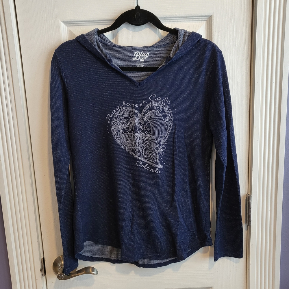 Blue 84 Dark Blue Heart Graphic Hoodie